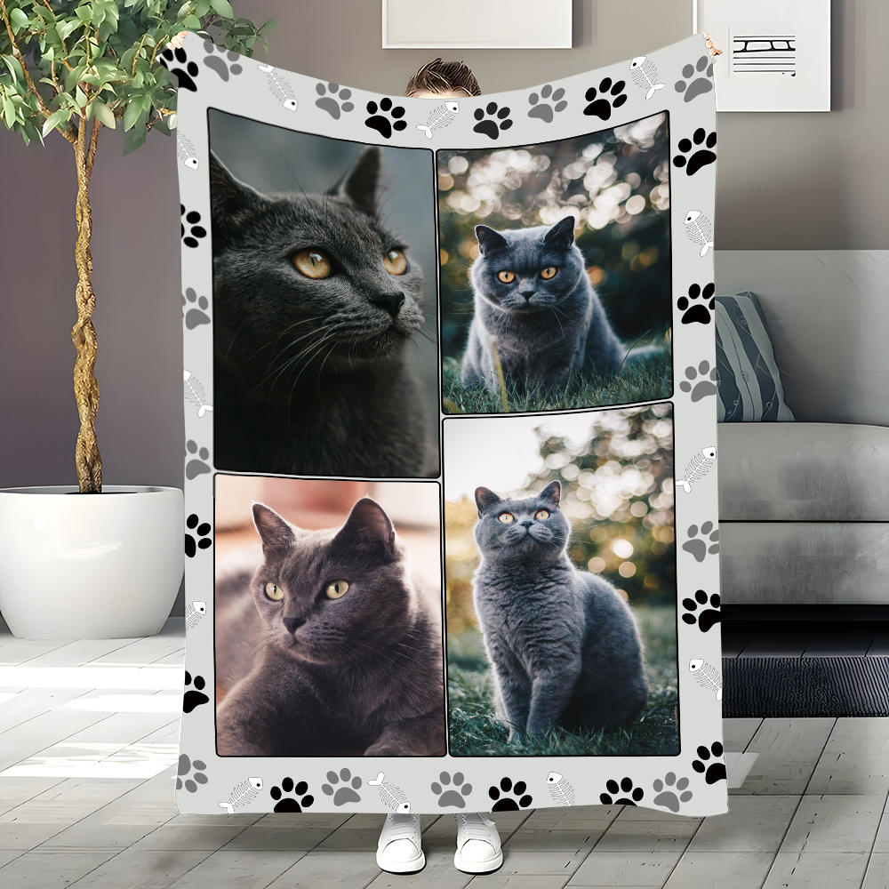 

Personalized Cat Photo Flannel Blanket - Soft, Pet Throw With Custom Picture - Office, Bed, Couch & Travel - Unique Gift For Family & Friends