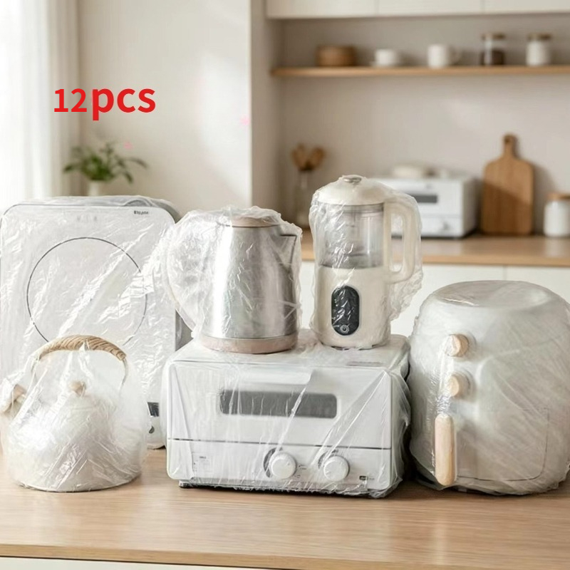 TEMU 12pcs 110*90cm Large Thickened Transparent Disposable Dust Covers, Thickened Transparent Dust Covers For Storing Rice Cookers, Covers For