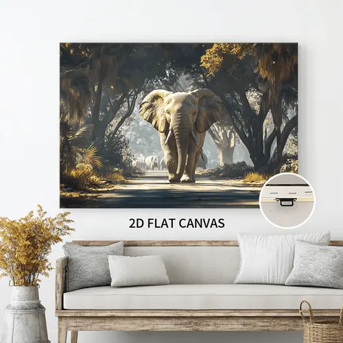 2d canvas wall art with wooden frame ready to hang decor for living room bedroom or dining room dining room decoration wildlife theme canvas elephant decor 2d flat room decor