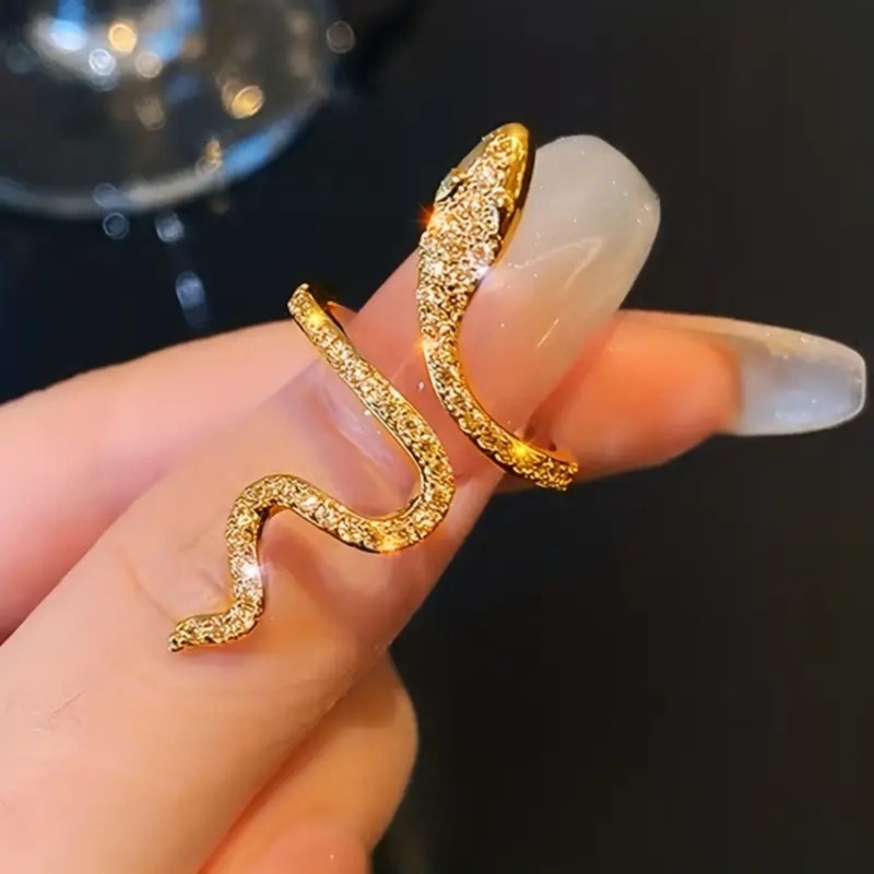 TEMU Women' Adjustable Snake - Plated Bling Bling Suitable For - Wear, Comfortable Openable Hoop For Parties, Dates, Everyday Gift | French Style