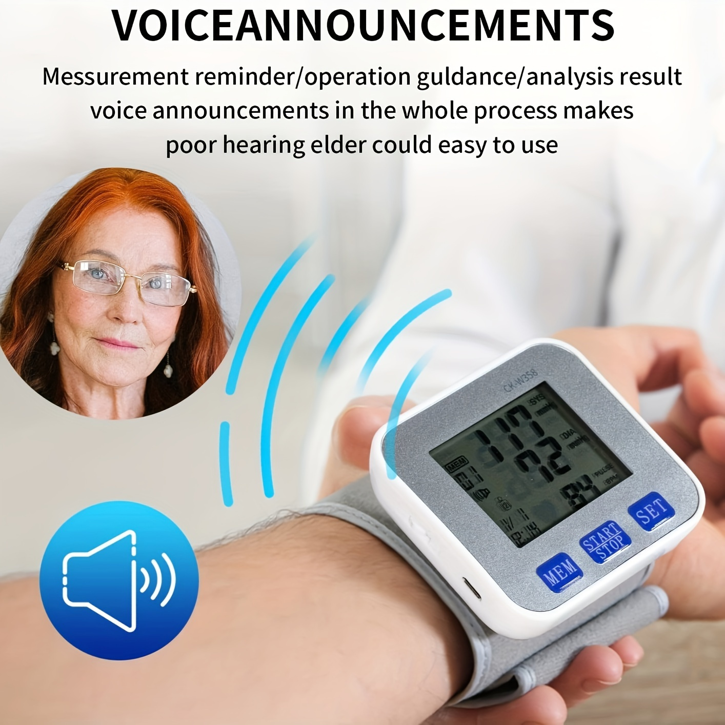 1pc   rechargeable automatic wrist   digital   with voice large lcd display adjustable cuff usb charging for adults fitness   sleek wrist device clear lcd display blood pressure wrist monitor Product details 2