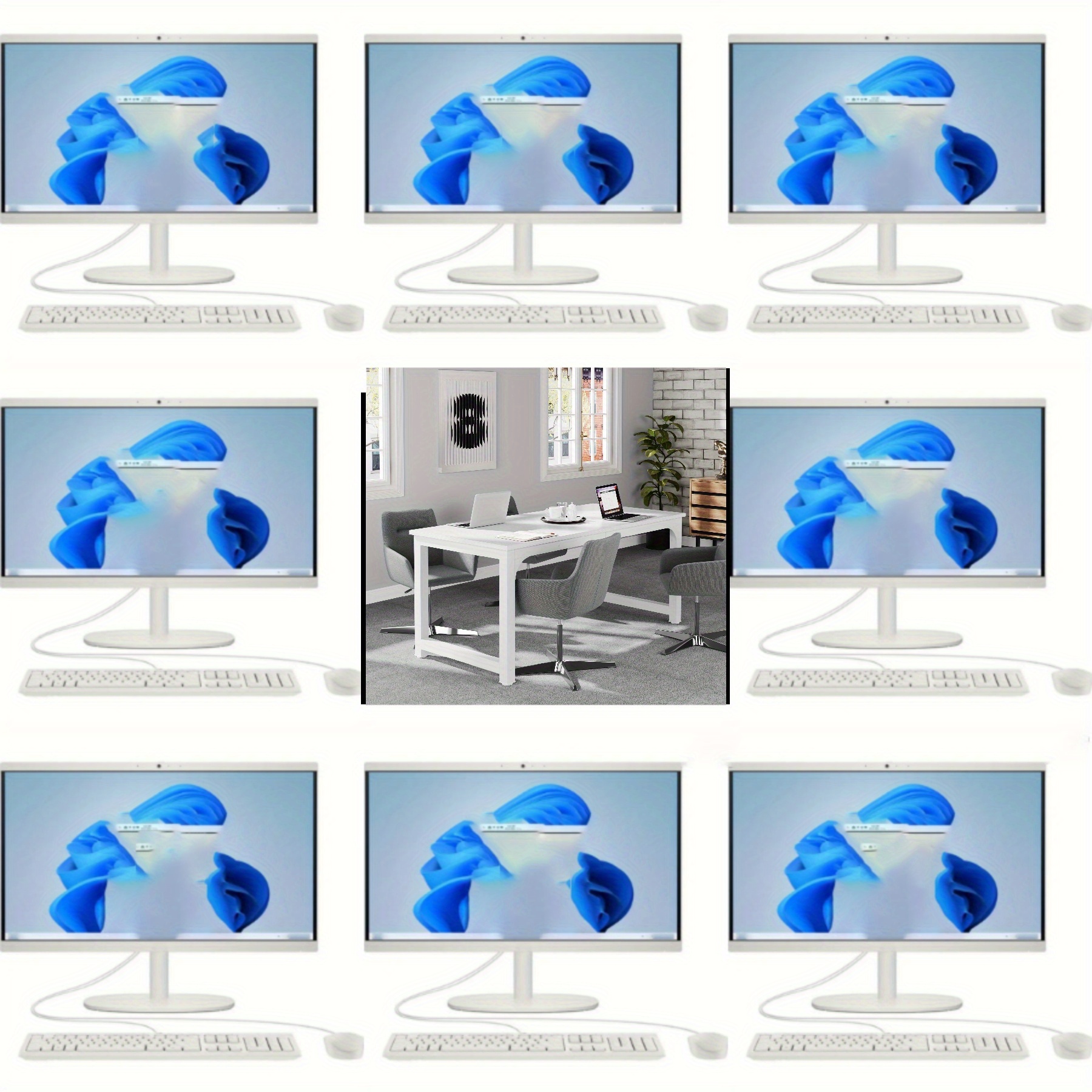 Image of Small Conference Table, Meeting Room Table Boardroom Desk For Office Conference Room, Splicing Board With Metal Frame