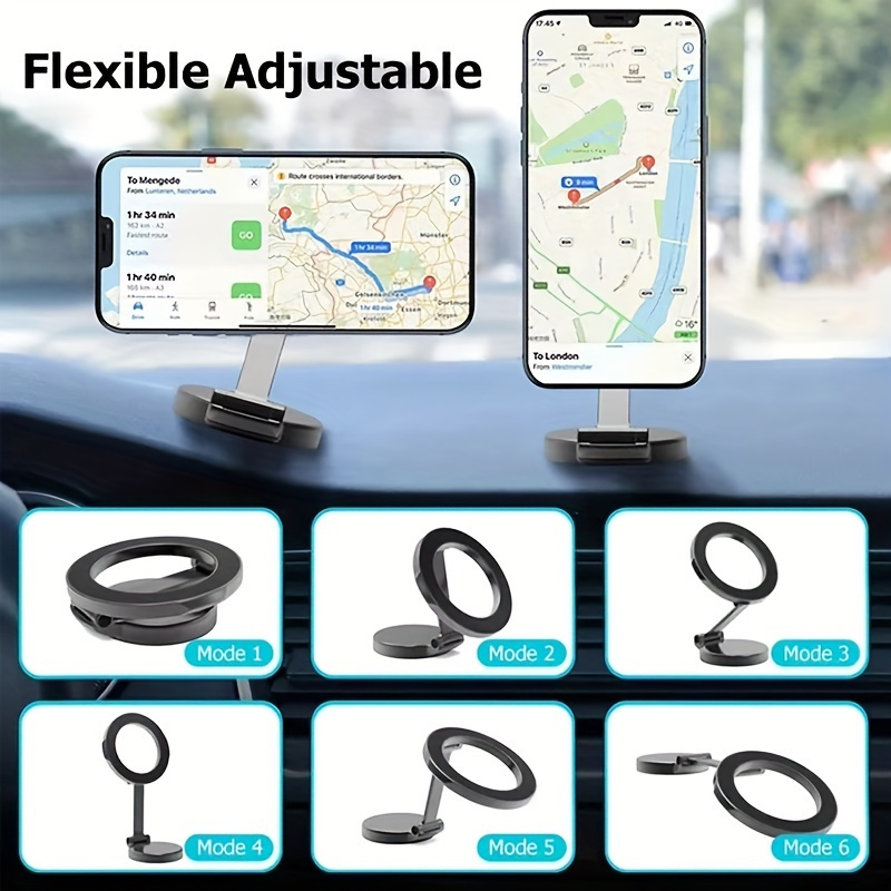 The Latest Golden High-strength Magnetic Car Phone Holder Can Be Folded 1080 Degrees For Unlimited Rotation. 42 Rubidium Magnets Will Never Demagnetize. Thickened And Reinforced Support Rod For Car Dashboard Navigation Phone Holder.