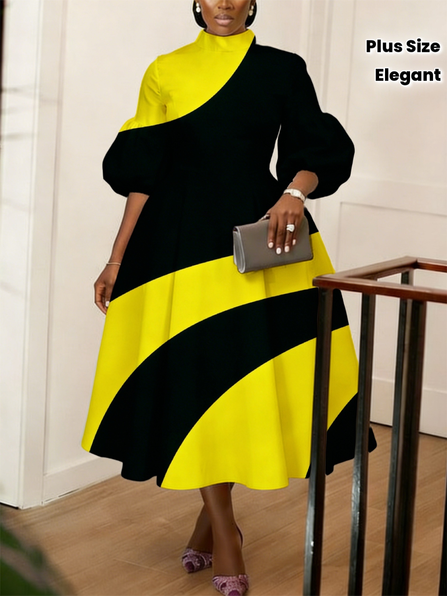 yellow and black dress sold on Temu United States