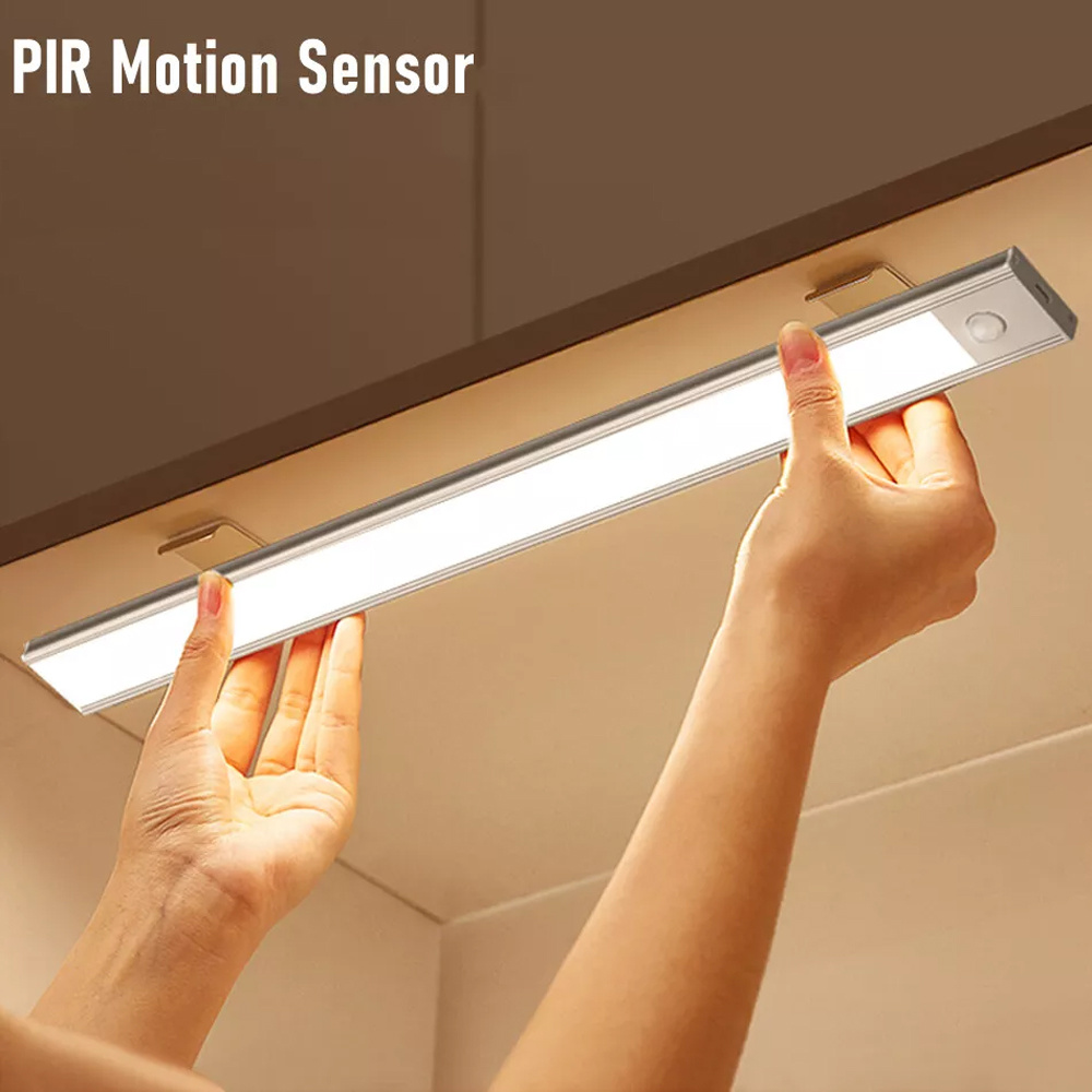 TEMU 1pc Wireless Led Light For Under Cabinets Featuring Sensor, An Magnetic Strip, Usb Rechargeable , And A Pvc Lamp Body, Suitable For Indoor