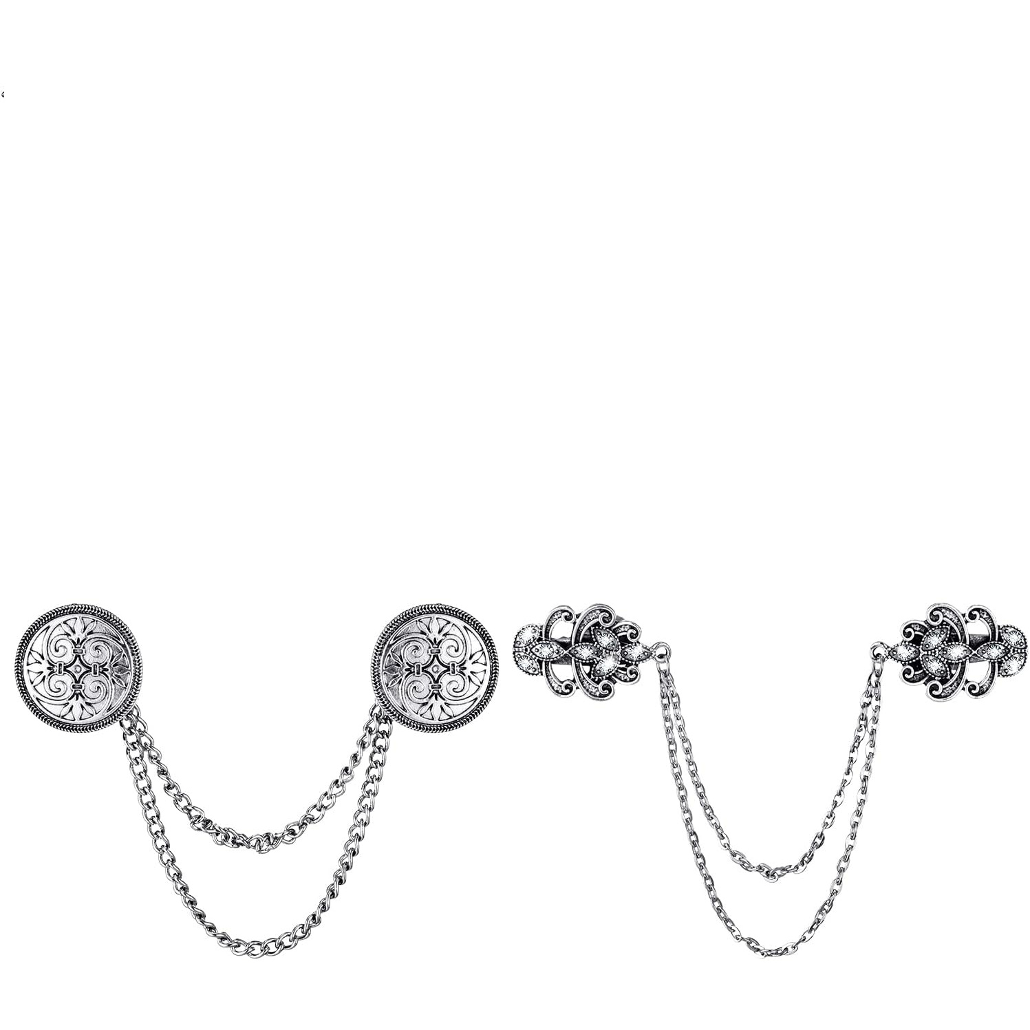 TEMU 2pcs Clips de Chaîne Shawl Pull Vintage, Collier Cardigan, Attaches de Robe Chemise, Additions de Bijoux de pour Femmes