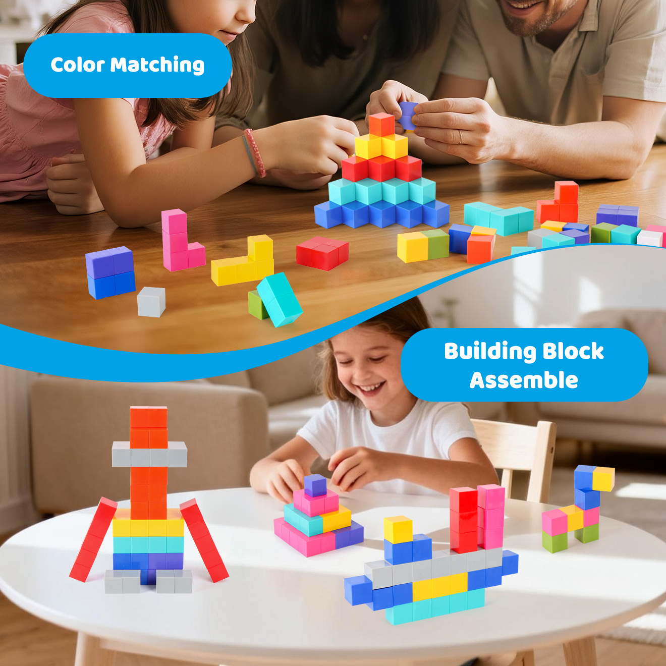 200pcs Colorful Magnetic Building Blocks and Cubes