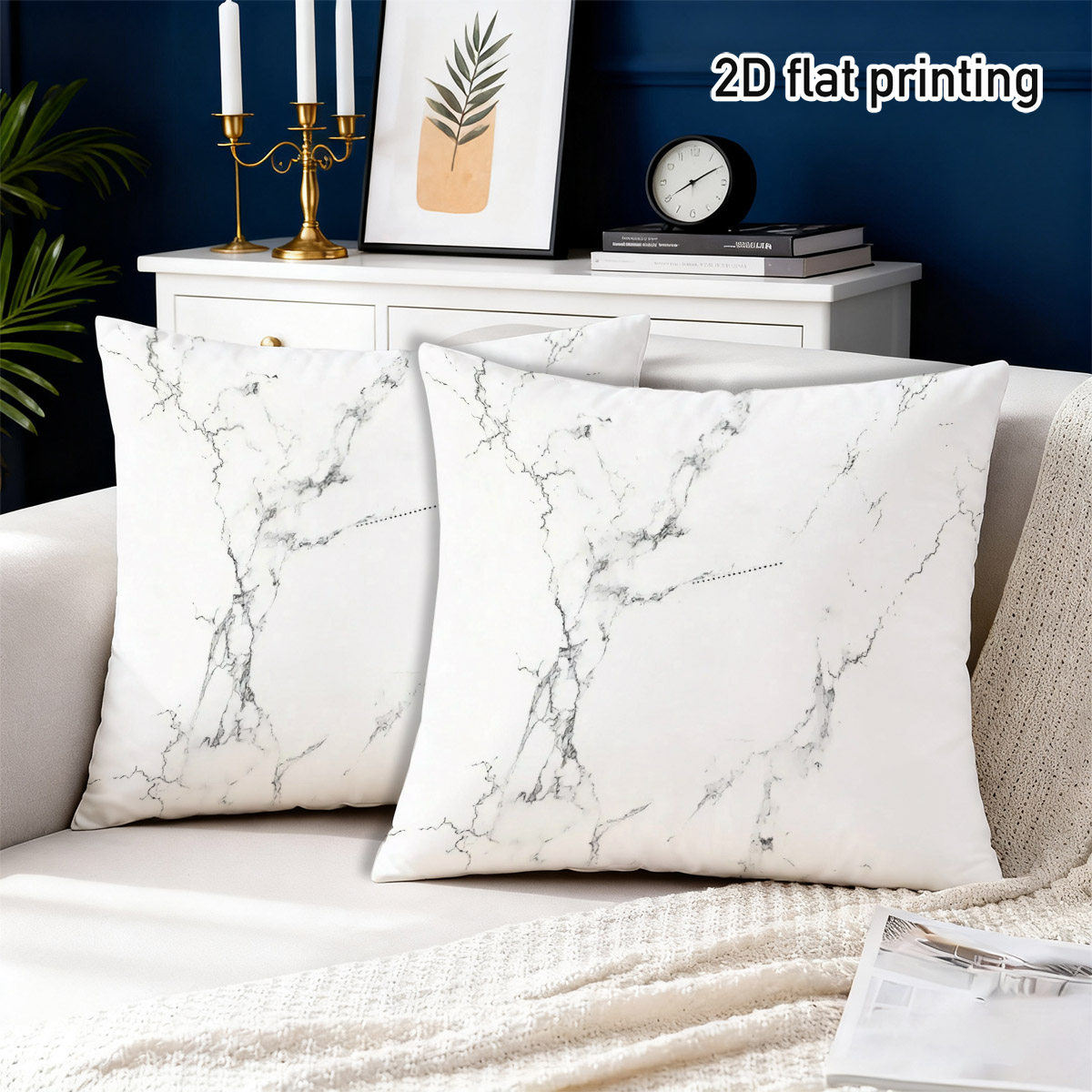 2d flat 2pcs marble   and gray   throw pillow covers duplex prints natural stone pattern with intricate lines   modern living room elegant bedroom cozy reading nook for home decor enthusiasts style   couples