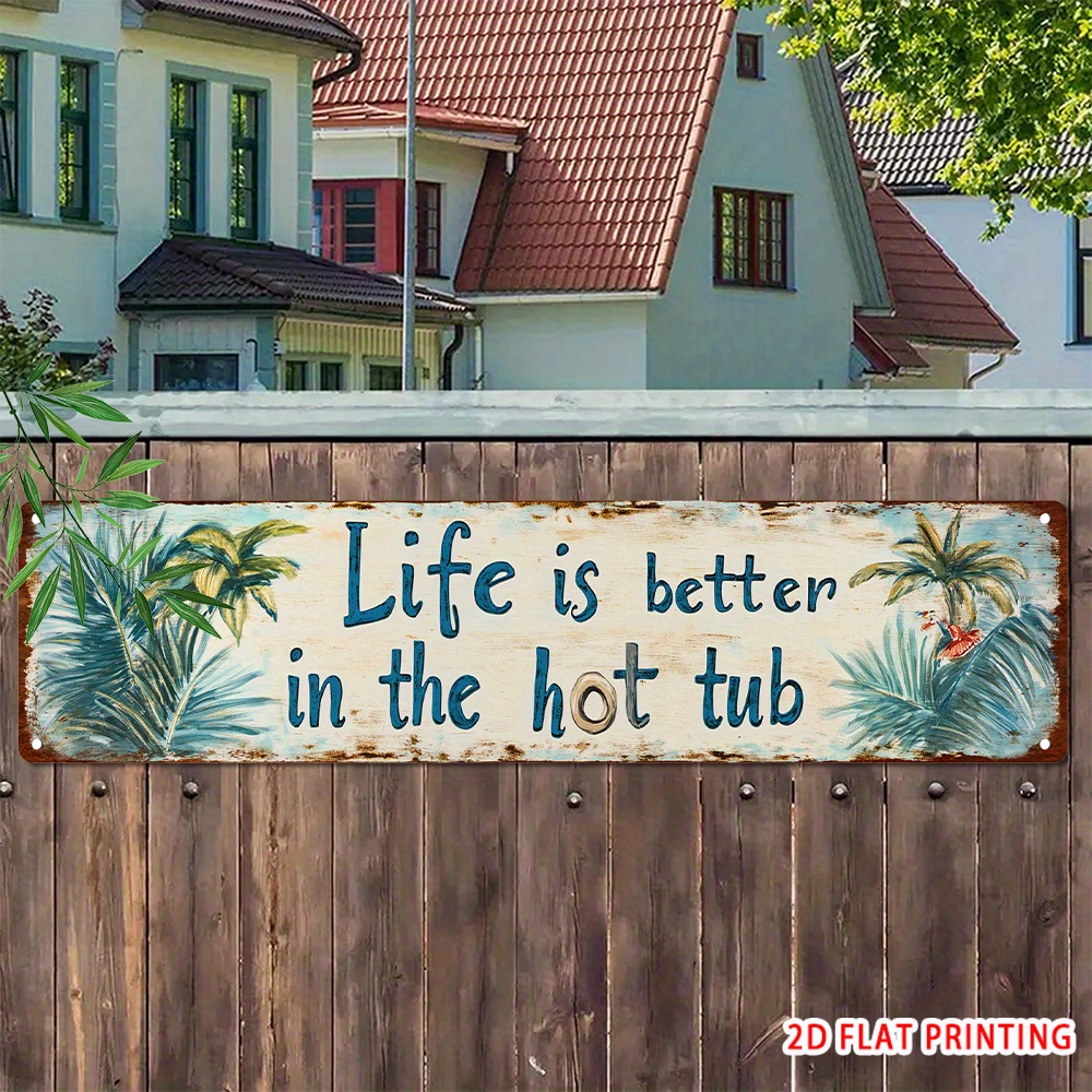 TEMU 2d Flat, 2d Flat 2d Flat, 1pc, Vintage " Better In A Hot Tub" Wooden Sign, Novelty Sign, Home Decor, Room Decor, Restaurant Decor, Bar Decor,