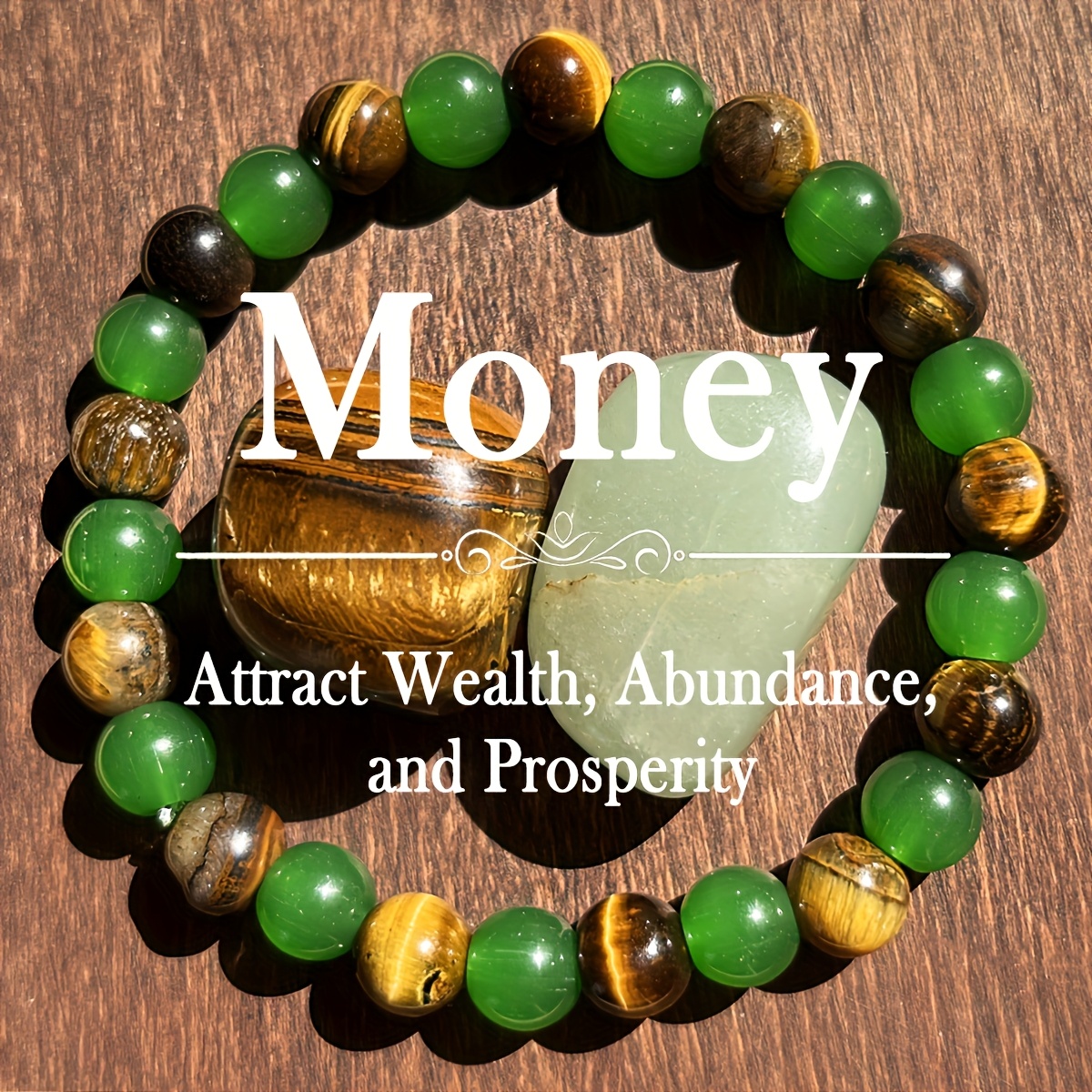 Natural Bracelet Featuring 8mm Tiger Eye Stones And Green Yellow Beads- Handcrafted Bohemian Style Jewelry Designed For Relaxation, Wealth, And - Unisex Design Suitable For Men And Women, Earthy Tones