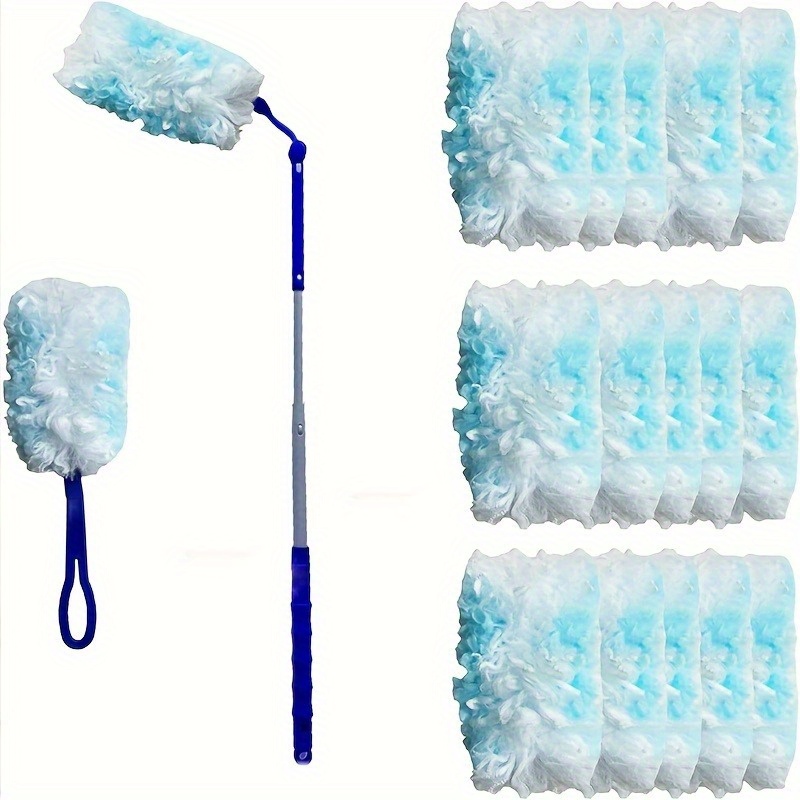 

1pc Dusting Kit, With 10/ Replacement Pads, Telescopic Long Handle Duster, Adjustable Stand, Dust Trapping Brush For Home & Rv, Tight