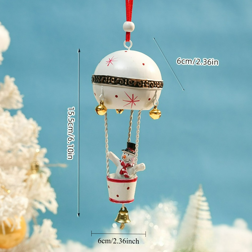 TEMU 1pc Christmas Iron Art Painted Decoration Small Pendant Hot Air Balloon Christmas Tree Elk Snowman Santa Claus Creative Pendant Holiday