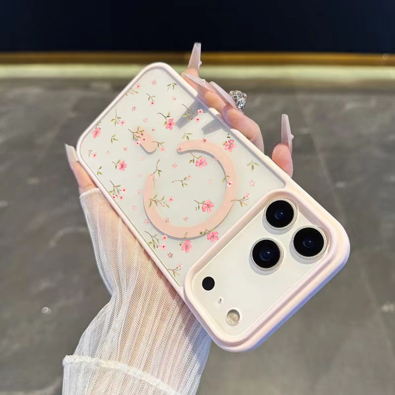 TEMU Magnetic Phone Case With A Small Pink , Compatible With For Iphone Models 11 Through 17, Including Pro And Plus . It Offers Full Camera