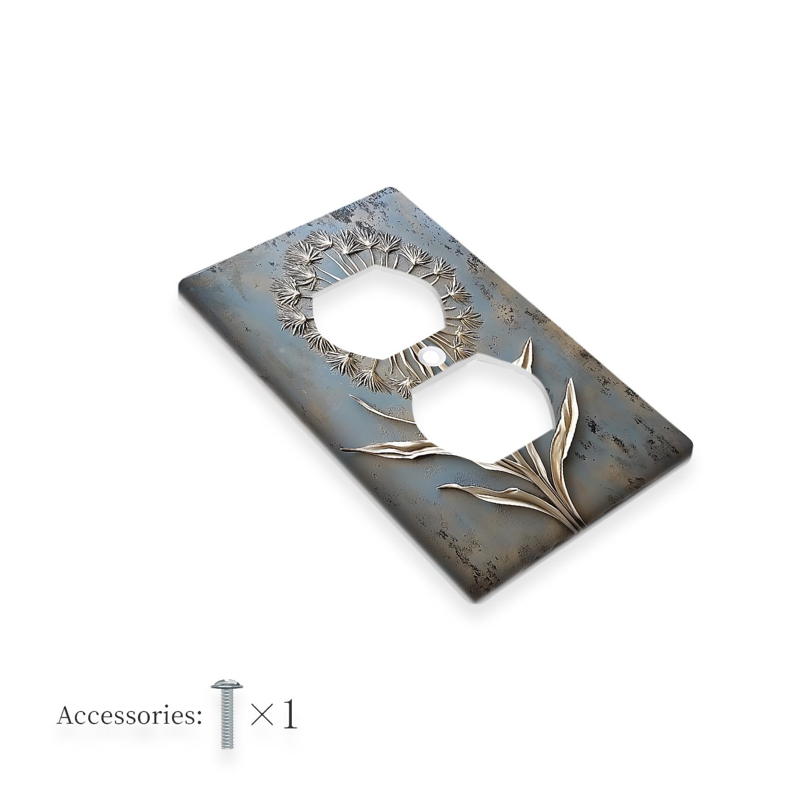 TEMU Chic White Dandelion Light For Switch Cover - Decorative Wall Plate For Country Bathroom & Bedroom, , No Battery Required