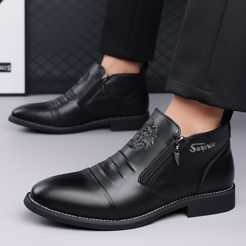 mens ankle boots side zipper boots boots - Temu display picture 2