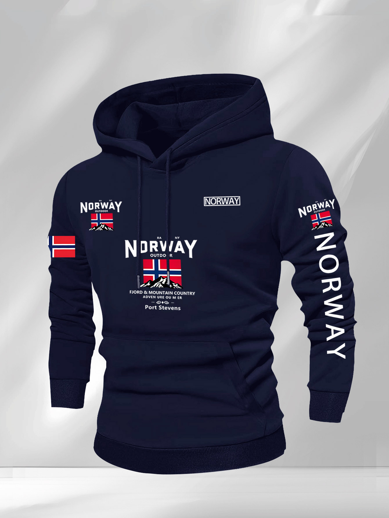 Sweatshirt met capuchon voor heren met Noorse vlag en design