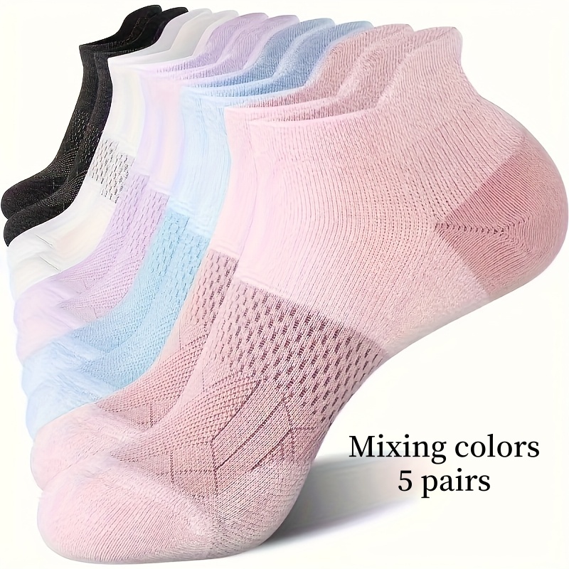 5-pair Women's Compression Socks - Arch Support Low-cut Ankle Socks, Breathable Athletic Casual Socks, Multiple Colors , Durable For , Suitable For Gym Use