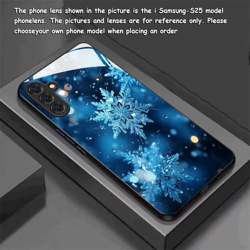 TEMU Phone Case: Snowflake New Tempered Glass Black Phone Case For Galaxy S25 Ultra/s25 /s25 Fe/s25/s24 Ultra/s24 /s24