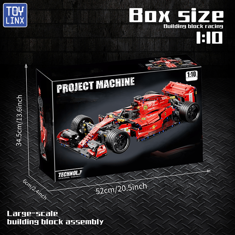 1163 stuks 1:10 schaal! Rode Formule Racing Bouwblokken, Modulaire Yan Hart, Ingebouwd Veld en Thermodynamica, Beleef het Racen in Snelheid. Kerstmis Halloween Nieuwjaarscadeaus voor raceliefhebbers collectie display