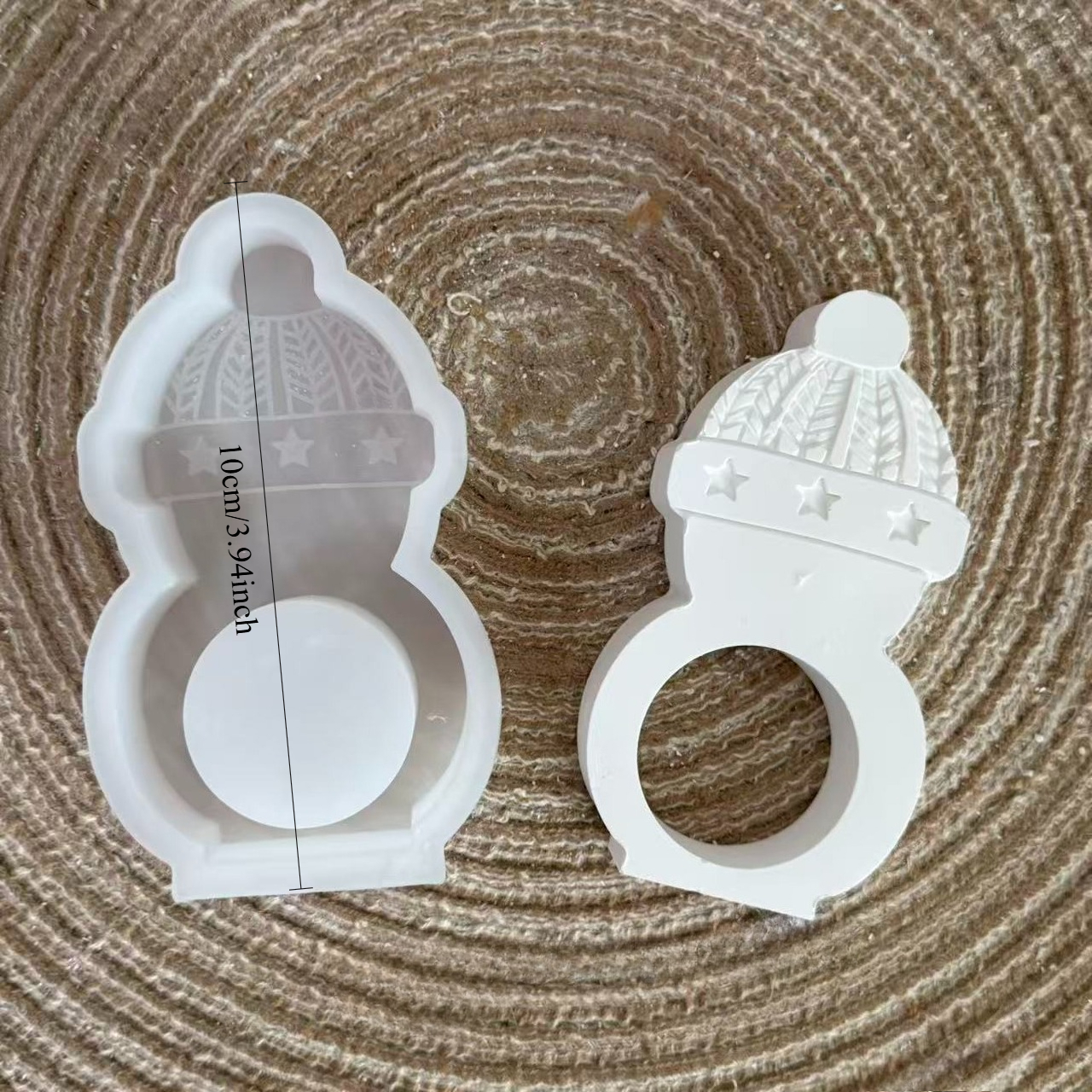 Image of Christmas Snowman Silicone Mold For Decorative Home Items And Candle Making, Featuring A Christmas Hat