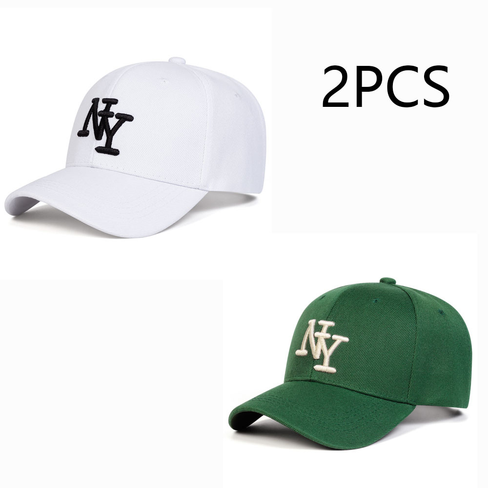 TEMU 2pcs Set Of Men's Ny Embroidered Baseball Caps, Adjustable And Stylish Casual Hats Suitable For Spring And Autumn Travel, Seaside Parties, Adult