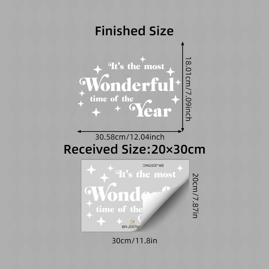 TEMU 1pc Xmas Window Cling Decal - "it's The Most Of The Year" Christmas Quote With Stars, Static Home Decor Sticker For Indoor Outdoor Holiday Party
