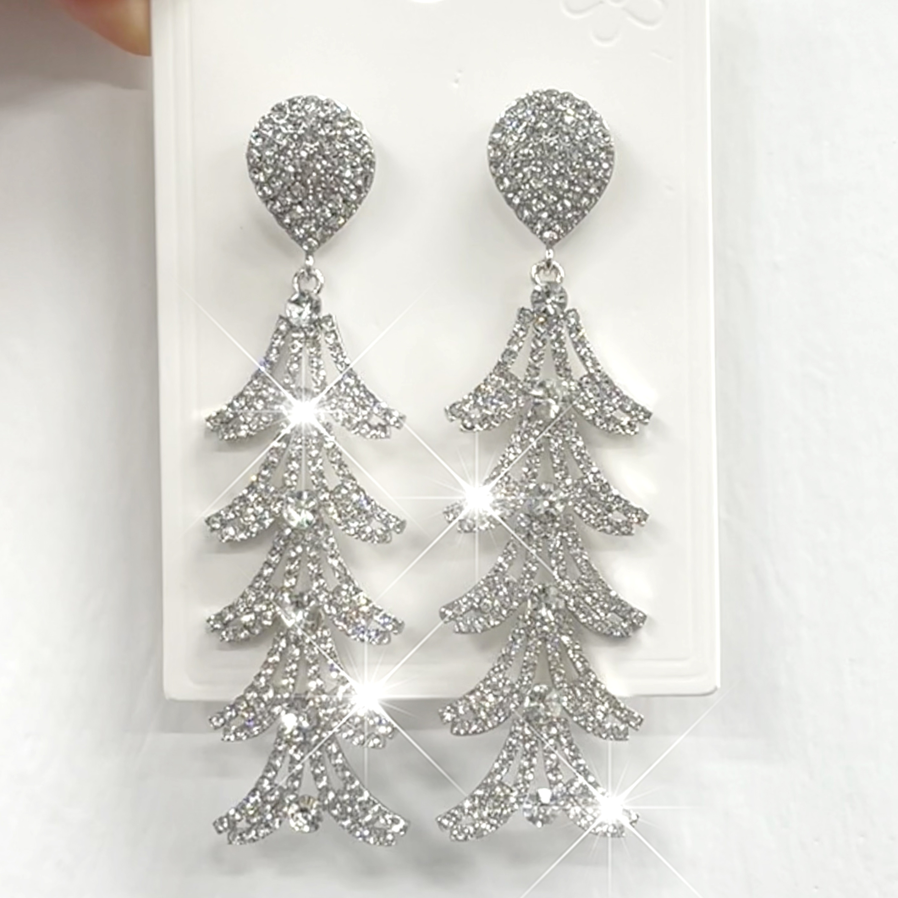 TEMU 2pcs Set: Women's Long Zirconia Hypoallergenic - For Parties &