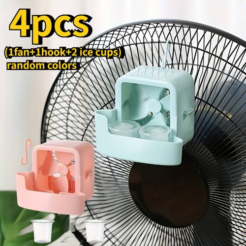 item picture 4pcs portable fan cooling accessory set 1 fan 1 ice cups rapid cooling no needed suitable for handheld and floor fans oscillating design summer cooling