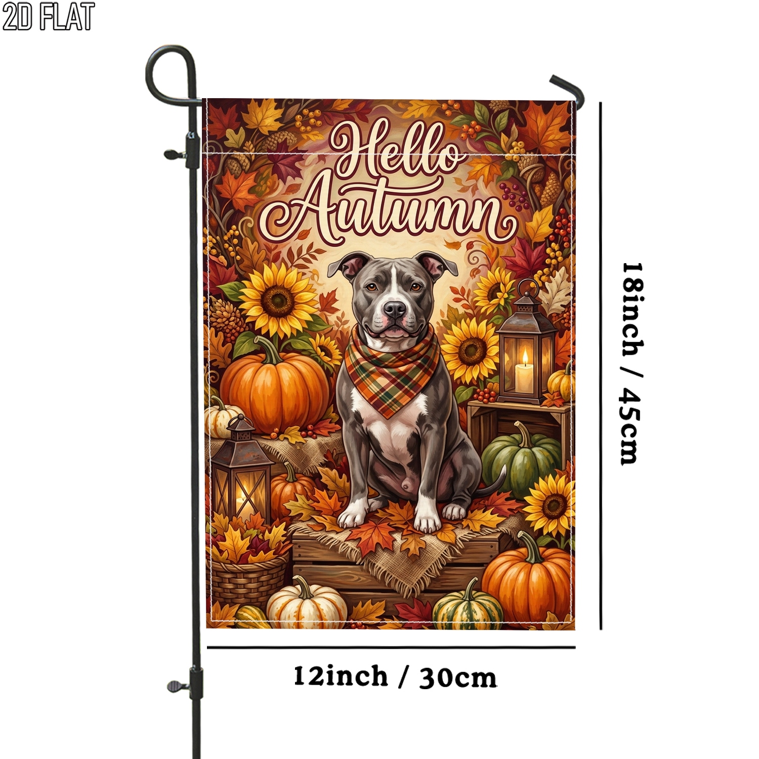 TEMU 2d Flat, 2d Flat 1pc Autumn Fall Orange Dog Outdoor Garden Flag Orange Flag Double-sided For Porch Decoration For Garden Outside Yard Decoration