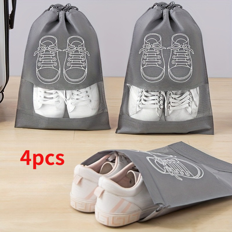TEMU 4pcs Set Of Thickened Transparent Travel Storage Bags, Sturdy Structure With Zipper Opening - Heavy Luggage Organizer, Shoe And Case Protector -