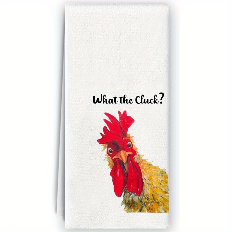 TEMU 1pc 18*26 Inch Humorous Towels - Retro Rooster Dish Towels, Hand Towels, Tea Towels, Chicken-themed Kitchen Decor, Decor Dish Towels
