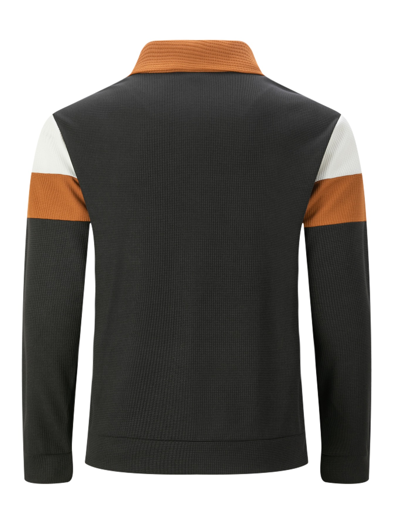 Casaco Masculino Waffle Knit Color Block com Fecho de Correr e Gola de Abotoar 2