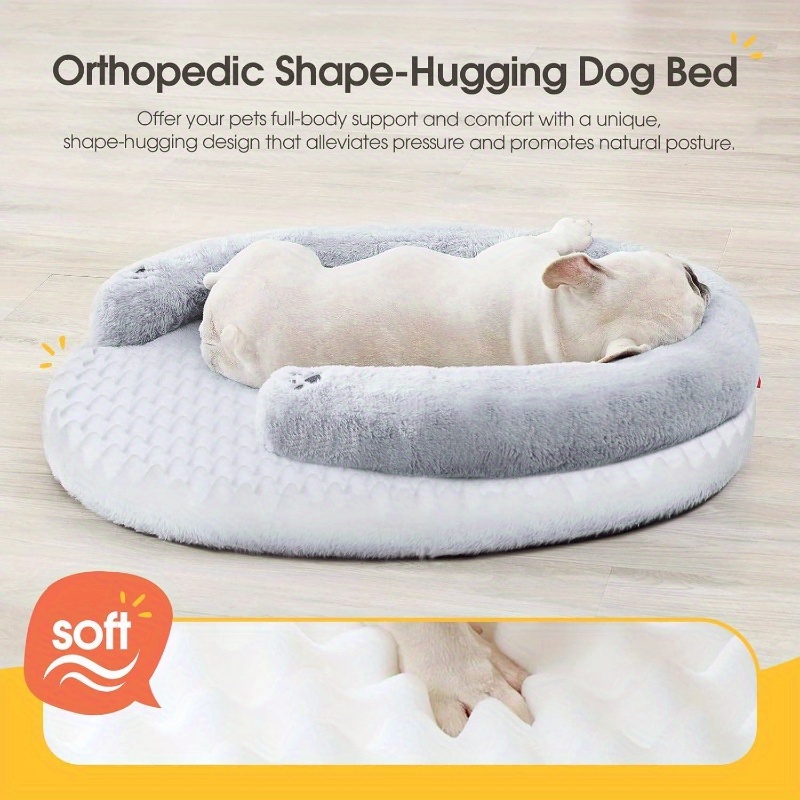 pet soft   orthopedic dog bed small medium size dog high quality supportive foam cat couch bolster pet bed with pillow removable washable cover nonslip bottom grey Product details 7