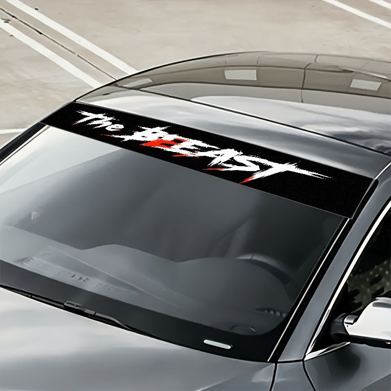 An And Cool 'the ' Sticker On The Front Windshield Of Your Car In A With A 'e' And Edges. Works On Any Model, Waterproof And Scratch-resistant.