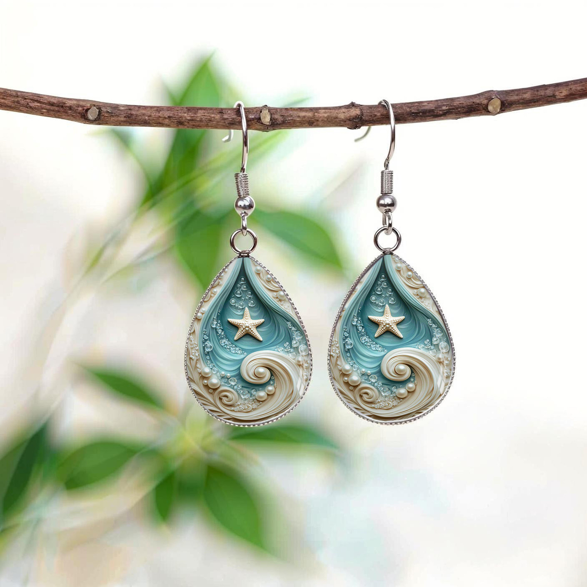 TEMU Boucles d'oreilles de étoile de mer, boucles d'oreilles de et étoile de mer, boucles d'oreilles pendantes style côtier, pour de la plage, cadeau