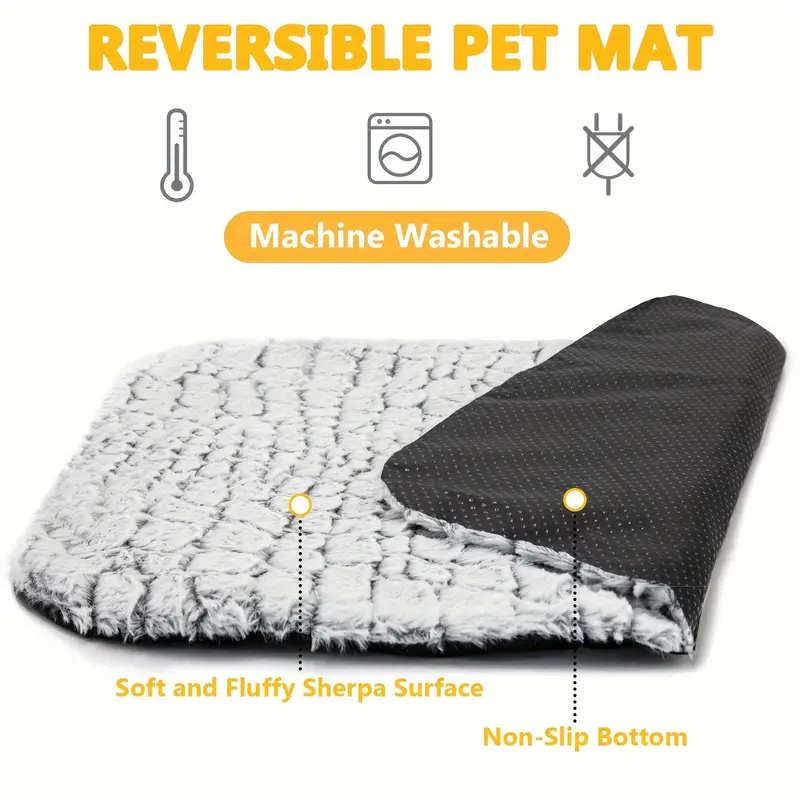 1pc thermal pet bed mat for cats and dogs - ultra soft washable sleeping pad with detachable cover, non-slip bottom for indoor outdoor kennel use, durable and comfortable warming mat for small medium pets Product details 1