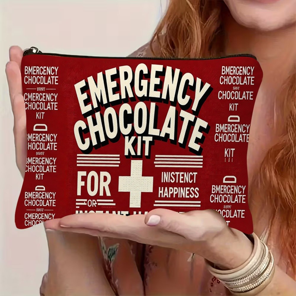 TEMU 1 stuks Dubbelzijdige Make-up Tas, Nood Chocolade Kit, Ritssluiting, Unisex, Multifunctionele Reis Opbergtas/Dagelijks Gebruik, Lichtgewicht En