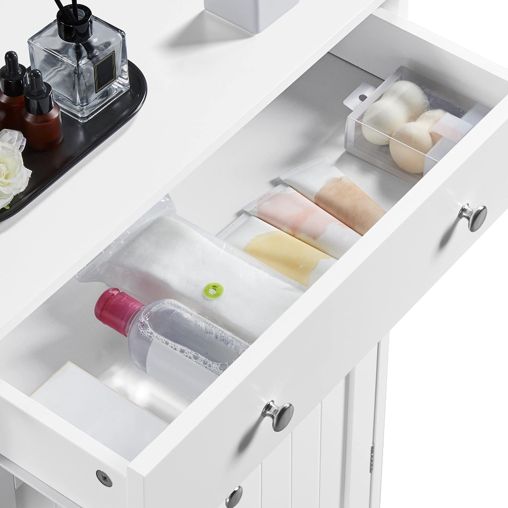 free standing bathroom cabinet with 1 drawer 2 doors and adjustable shelf wooden entryway storage cabinet white Product details 1