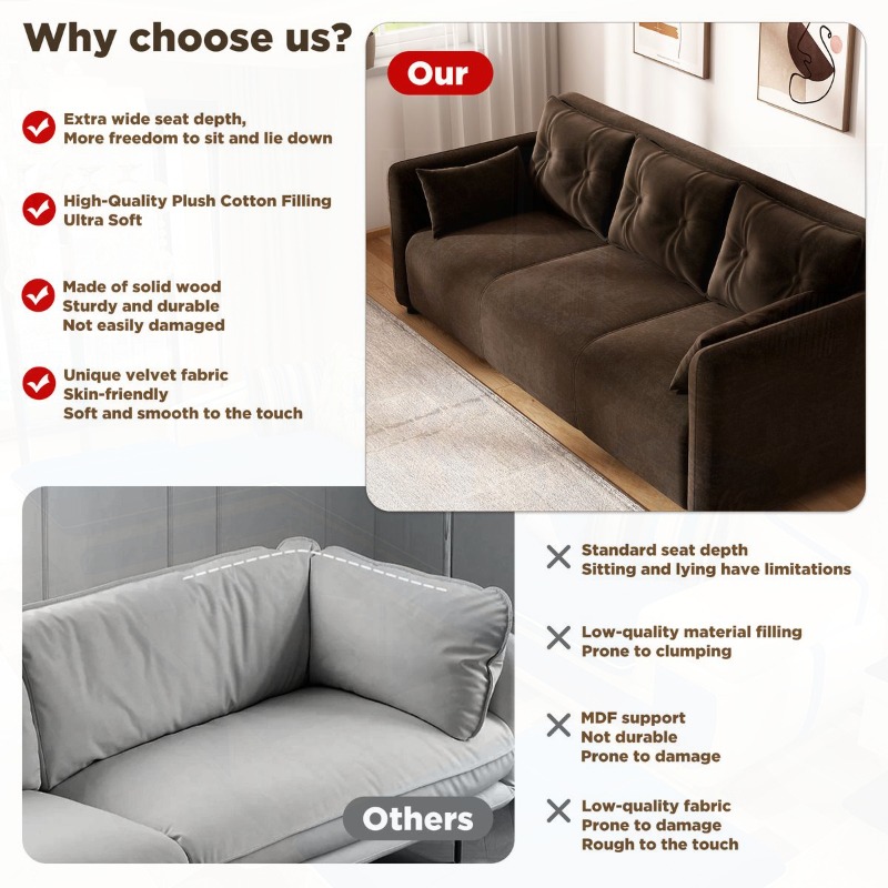 Versatile Three-Seater Sofa Perfect for Living Room Bedroom Office or Apartment Decor