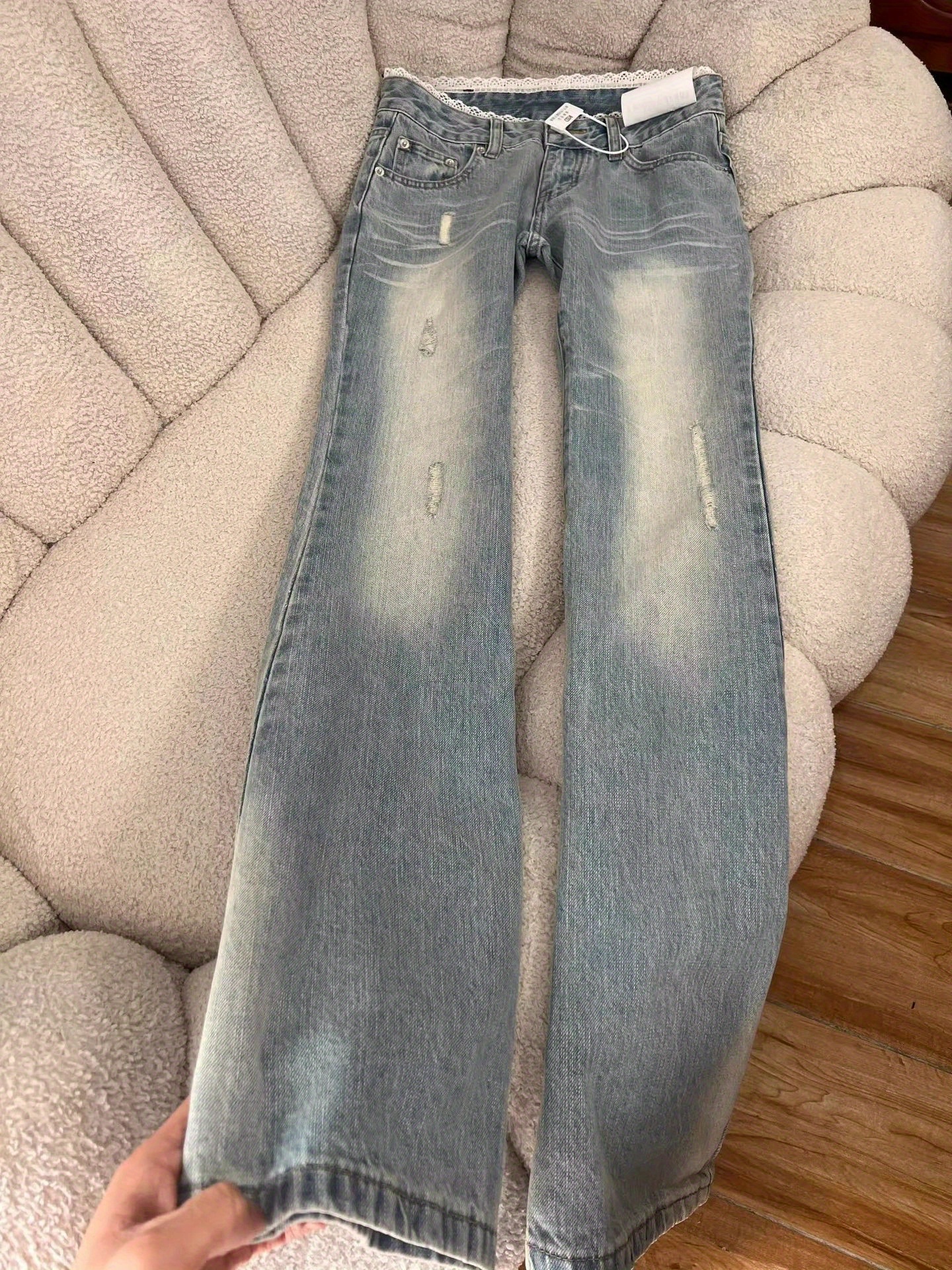 low waisted jeans sold on Temu United States