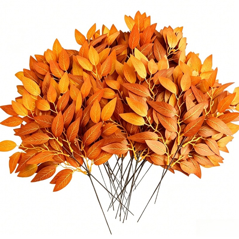 TEMU 12 tiges de feuilles de en soie, adaptées pour Thanksgiving, Halloween, arches de mariage et centres de table à soi-, décoration d', et