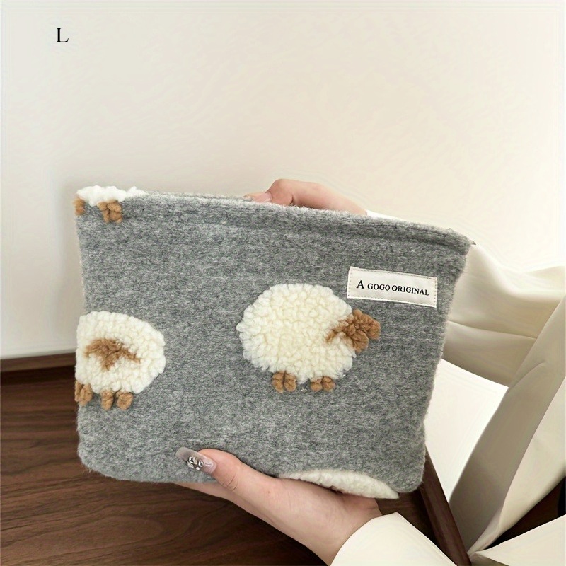 TEMU Women's Grey 3d Cosmetic Bag - Soft Polyester Travel Makeup Organizer With Zipper Closure, Cute Skincare Pouch For Daily Use & Trips, Whimsical