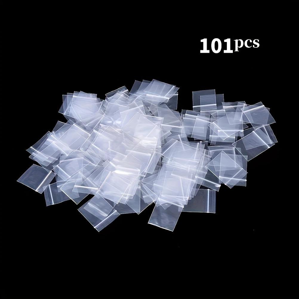 TEMU 101pcs Pvc Reusable Transparent Jewelry Bags, Self-sealing Zipper, Anti-aging, Sizes Mini Self-sealing Pouches For Jewelry Packaging And Storage