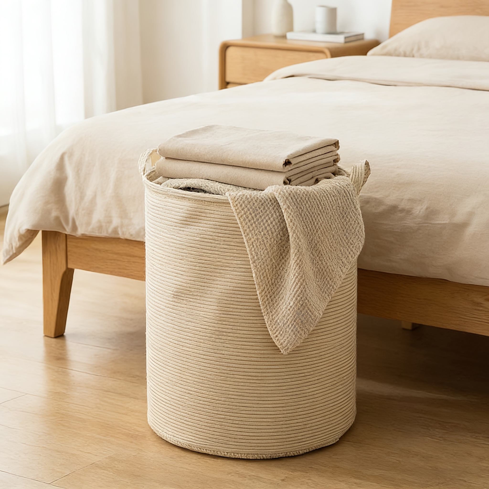 TEMU Foldable Laundry Hamper, Dirty Clothes Storage Basket, Suitable For Home Organization In Bathrooms, Dorms, And Bedrooms, Laundry Baskets