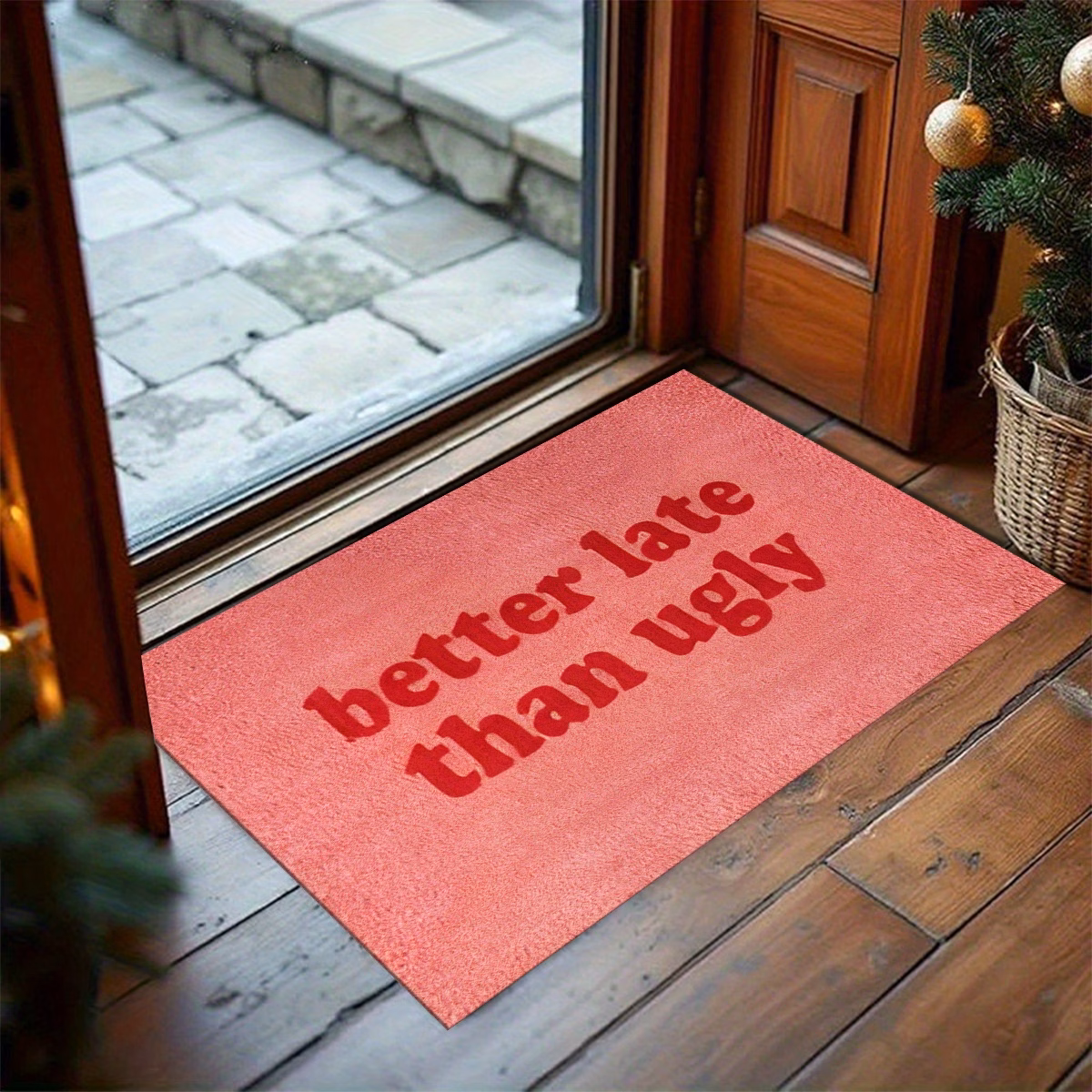 a stylish piece with a fun this than ugly printed felt mat is suitable for the bathroom bedroom living room and entrance it features an optimistic non slip base and is washable Product details 4