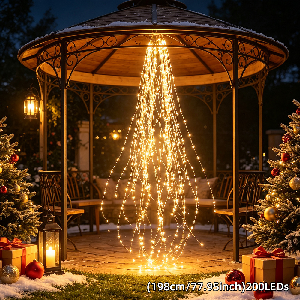 TEMU Garden Waterfall Light Tail Light, European Courtyard Tree Light String, Christmas Courtyard Scene Light, Garden Tree Hanging Light, Landscape