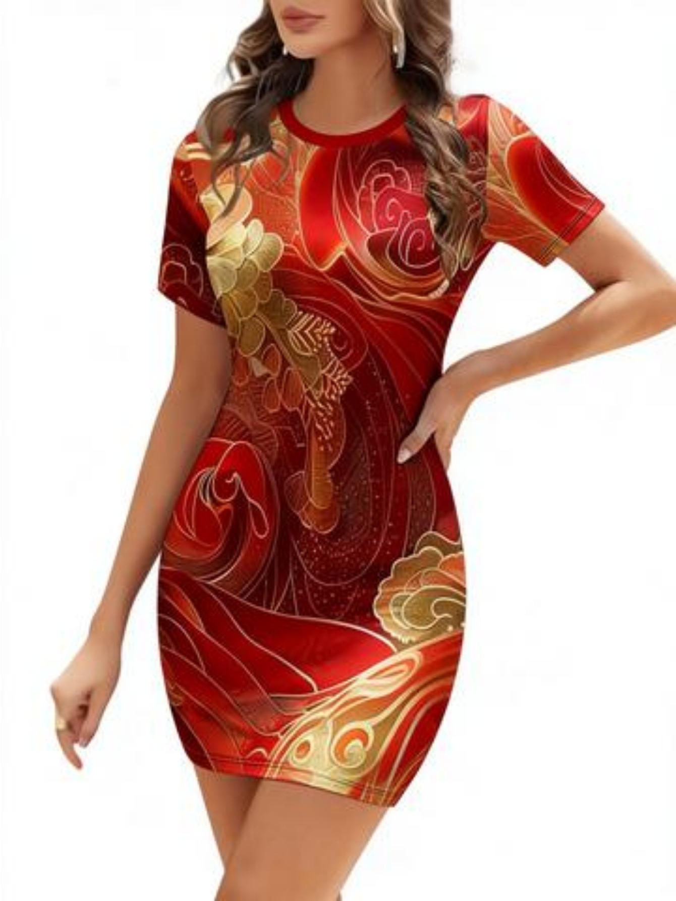 black bodycon silk dress Long Sleeve Pleated Bodycon Dress In Redberry
