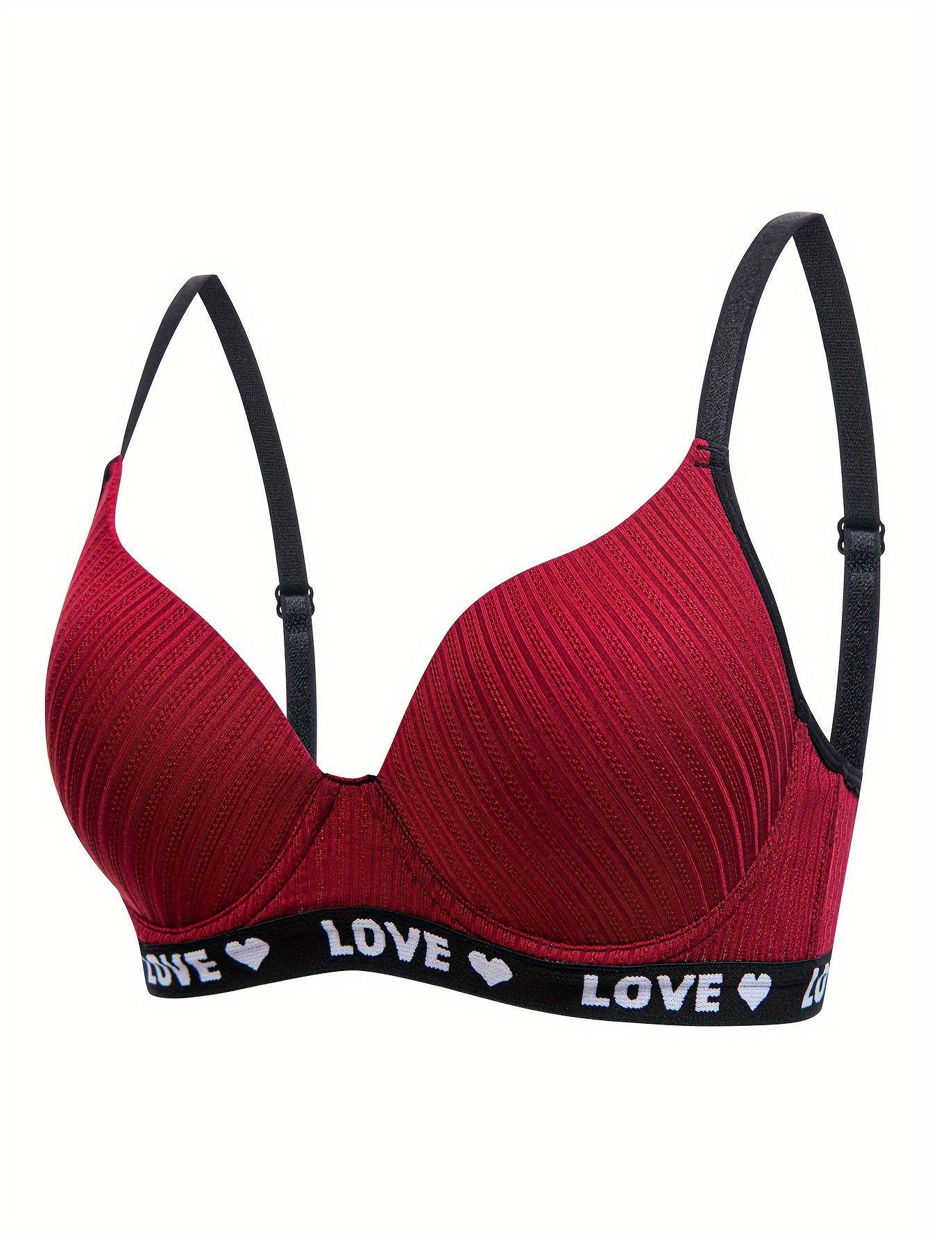 2025 New Red Letter Stripe Comfortable Sexy Underwear with Steel Wire Smooth Push-Up Bra