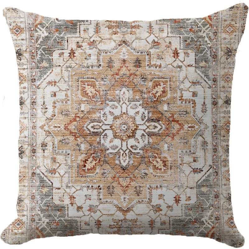TEMU 1pc Double-sided Printed Ethnic Bohemian Pillowcase, Turkish Carpet Tribal Pattern Pillow Cover, Oriental Style Decorative Pillowcase Suitable