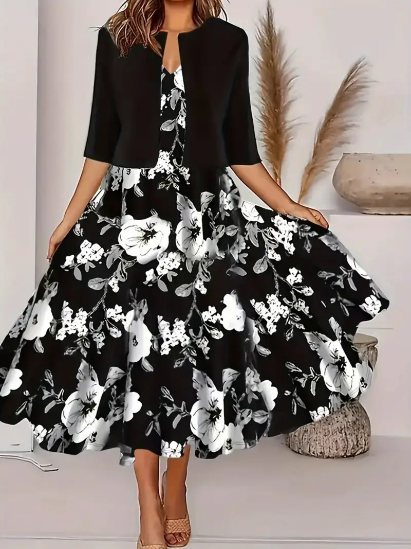 elegant floral print dress with ruched bust and off the shoulder sleeves casual yet sophisticated style for spring summer casual elegant attire floral print dress ruched detailing floral print dress Product details 1